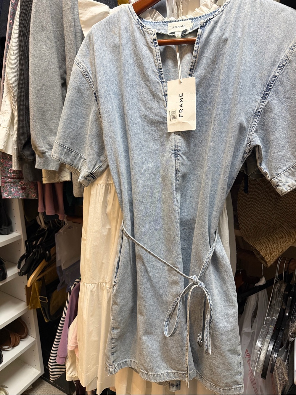 FRAME Light Blue Washed Denim Shift Top